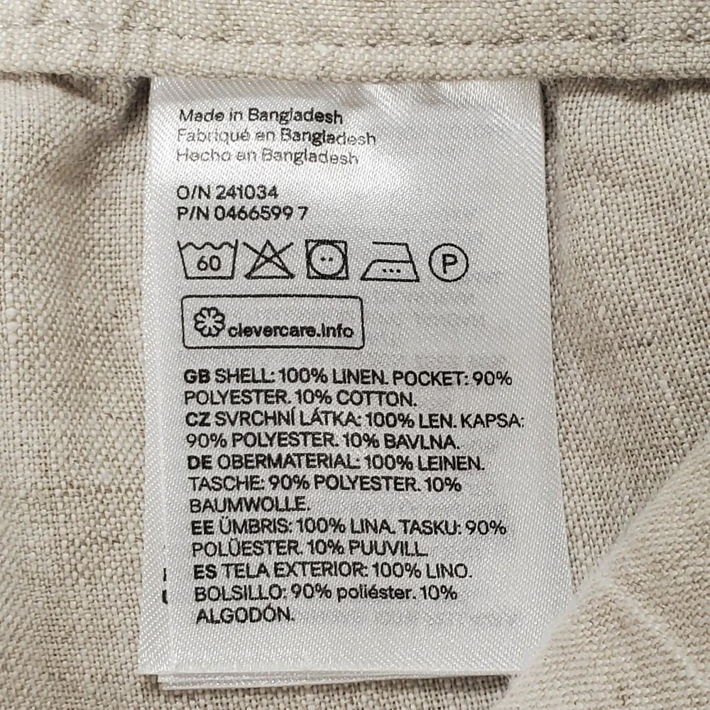H&M Mens Relaxed Fit Linen Pull On Pants Size 32R Beige Coastal Beachy Neutral